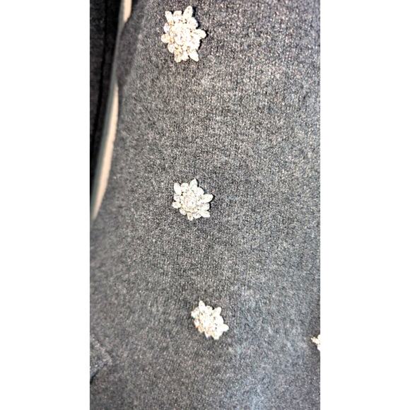 Express Cotton Blend Rhinestone Button Embellished Double Breasted Jacket Gray L - Picture 3 of 5